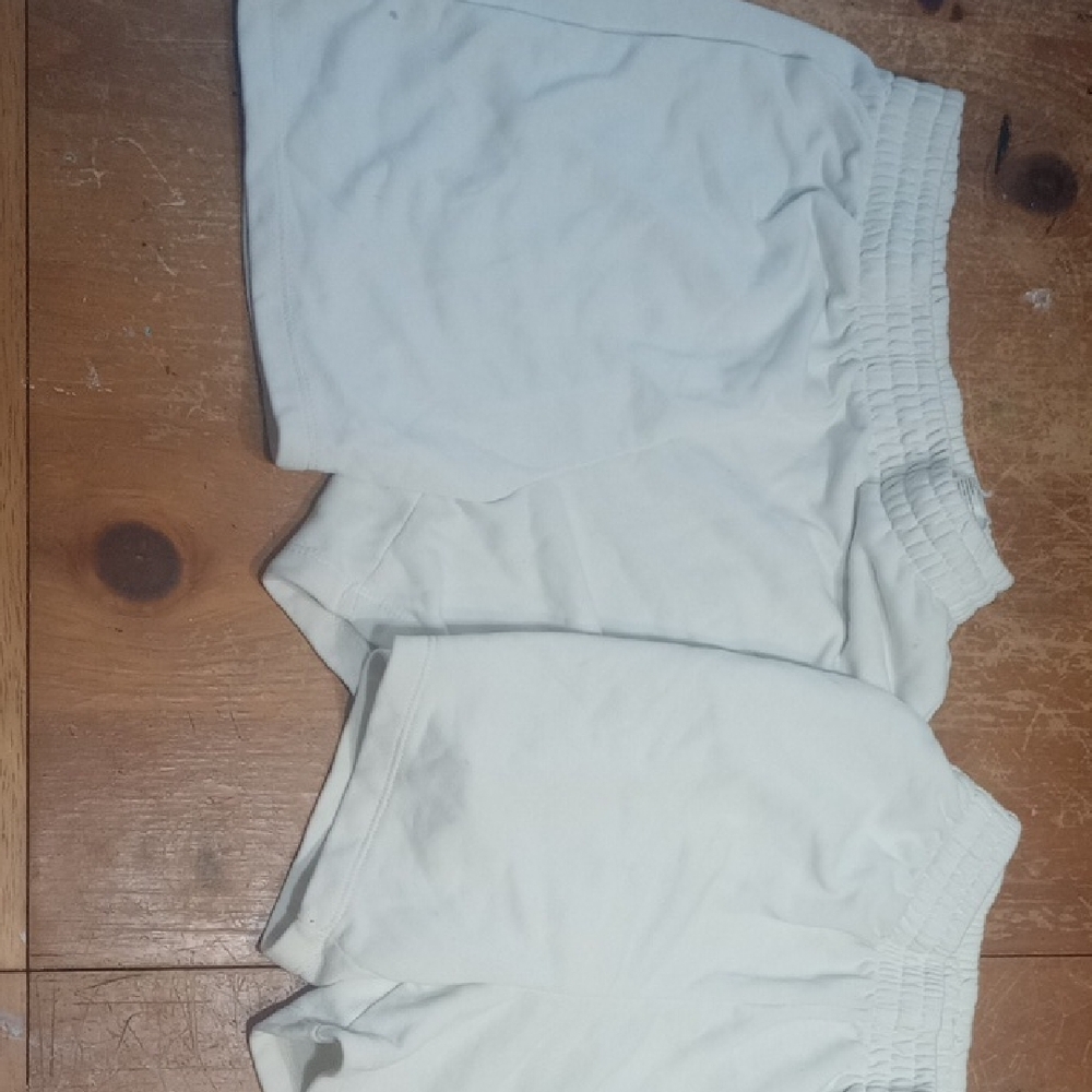 Casual Cream Elastic Waist Shorts